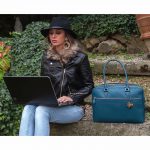 Baratti leather laptop bag business bag for women. Made in Italy by Bellini.