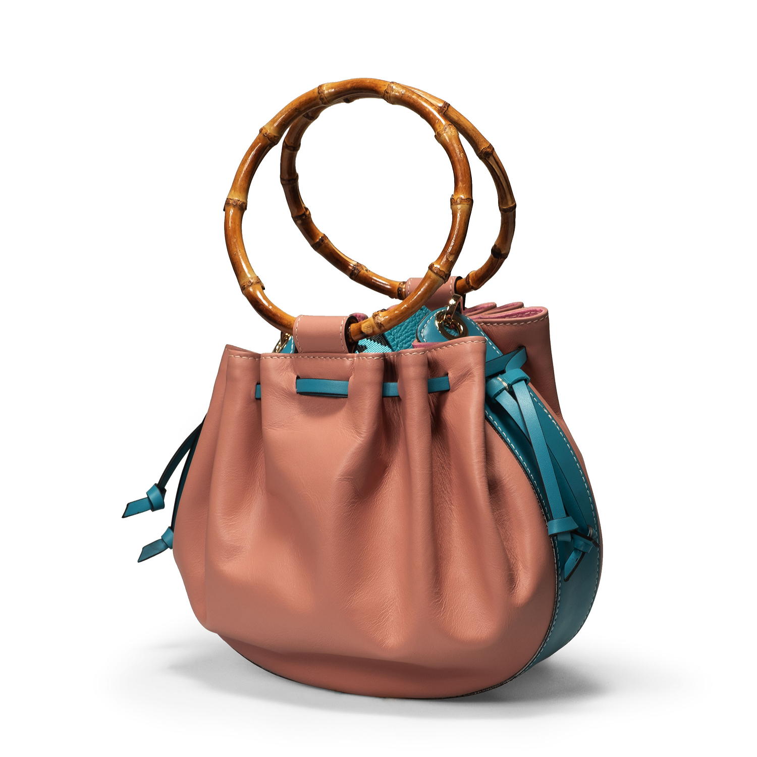 Carrara New bucket bag with bamboo handles by Bellini, Made in Italy. Genuine leather or vegan leather. Private label, OEM handbags.